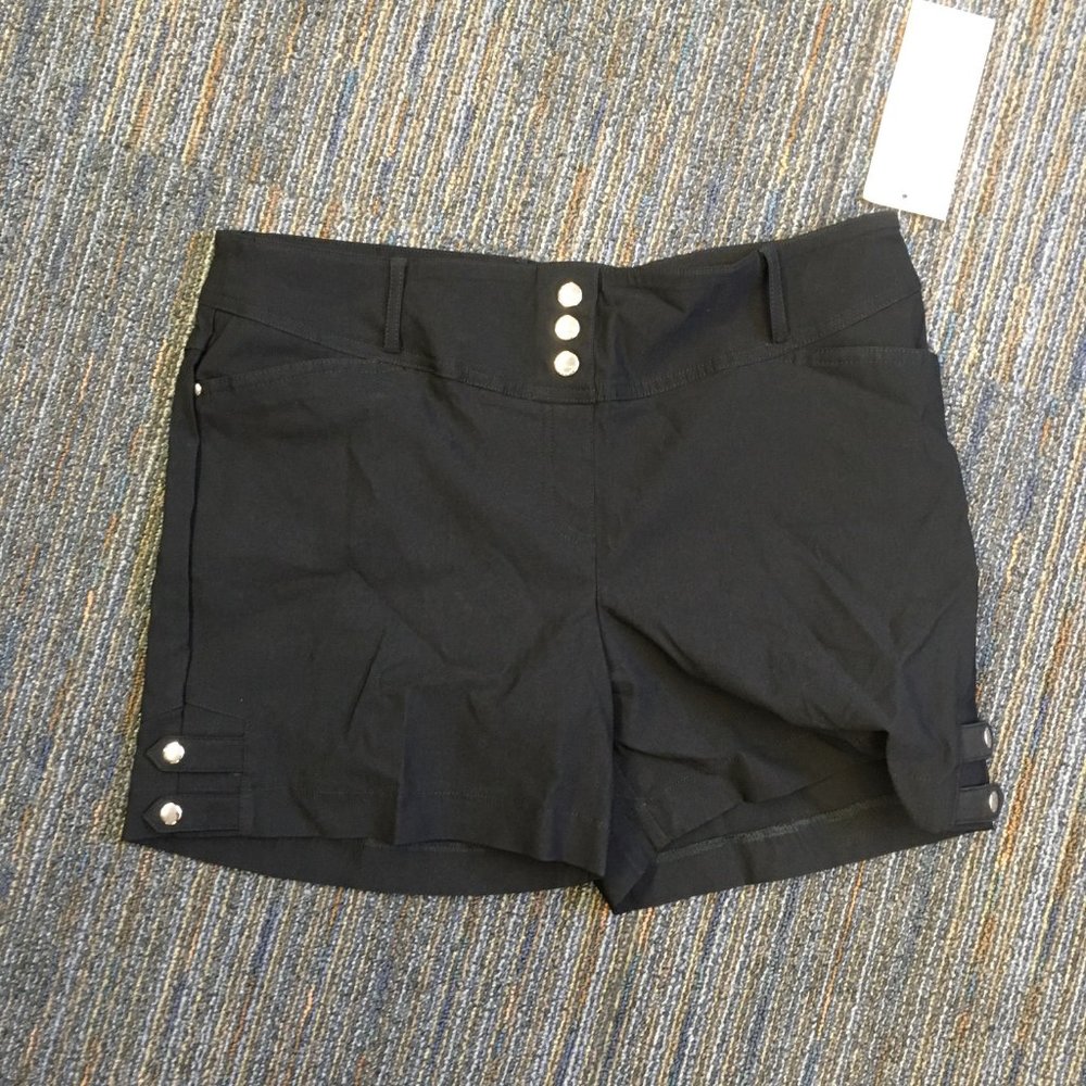 NWT Women's Size 14 Black Rekucci Stretchy Slimming Shorts 5" Length